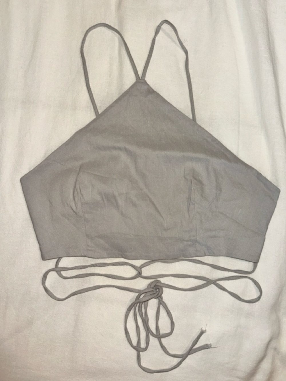 Zara Light Gray Strappy Halter Top with Tie